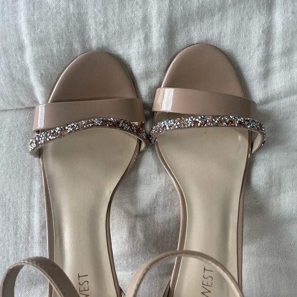 Nude Sparkle Strap Heels - Picture 2 of 5